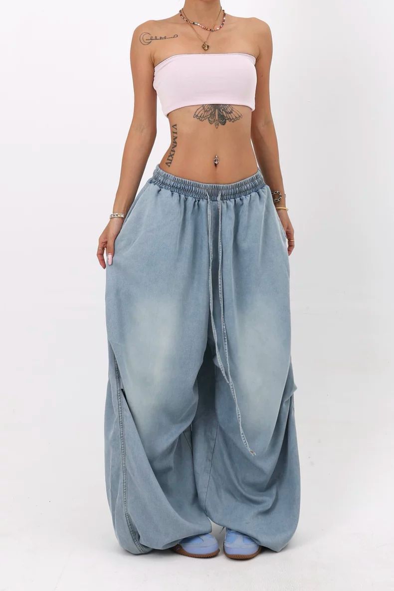 Retro High Street Wide Leg Loose Jeans