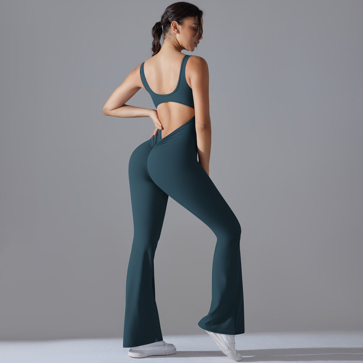 Beauty Back Hip Lifting Long Slim Wide Leg Jumpsuit