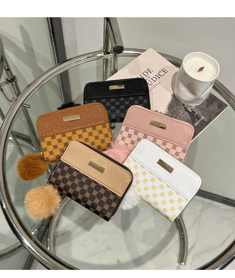 Women's Short Printing Color Contrast Korean Style Bag Wallet