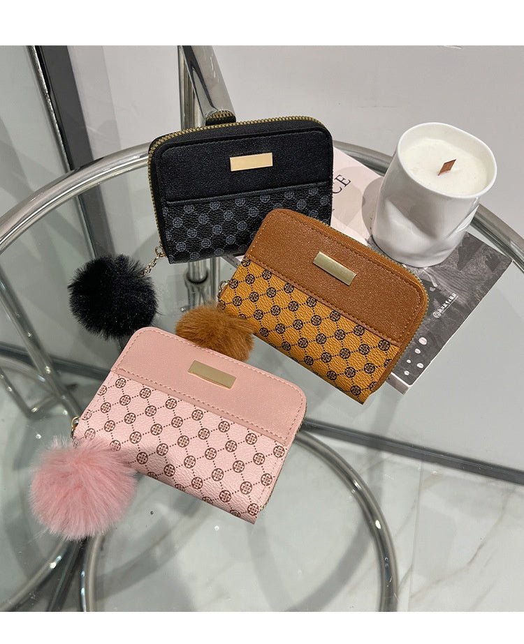 Women's Short Printing Color Contrast Korean Style Bag Wallet