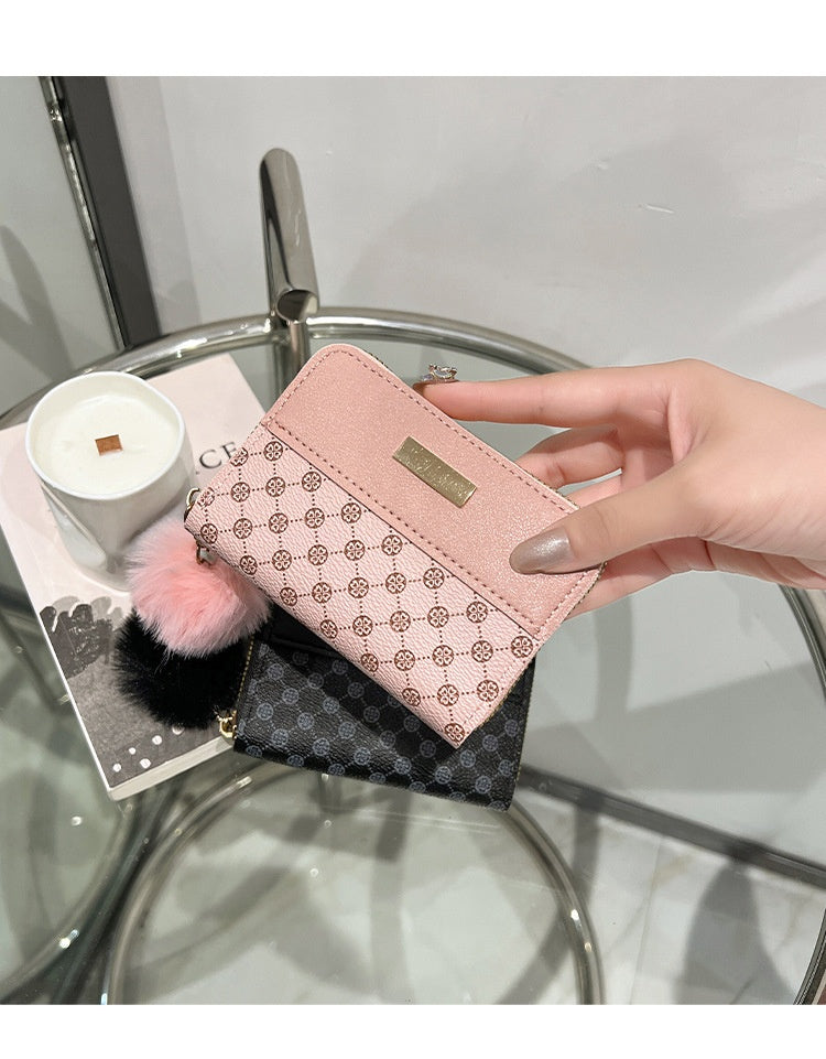 Women's Short Printing Color Contrast Korean Style Bag Wallet