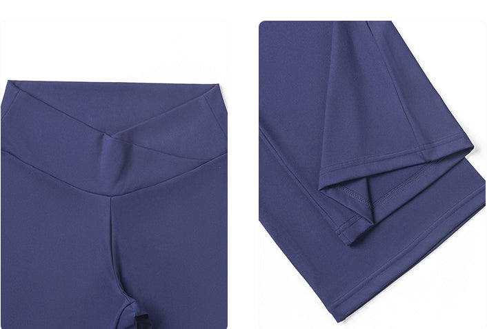 Cross Waist Side Pocket Leisure Sports Bell-bottom Pants Slim Fit Yoga Pants Women