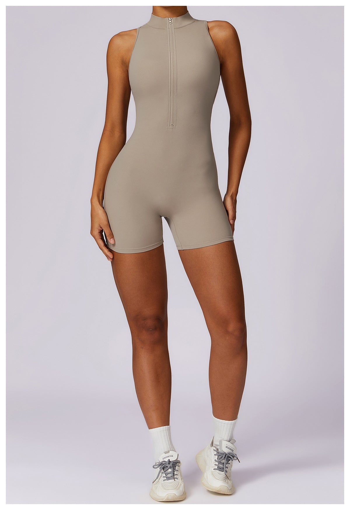 Fitness Yoga Jumpsuit With Zipper Summer Backless Shorts Jumpsuit Bodysuit For Women Clothing