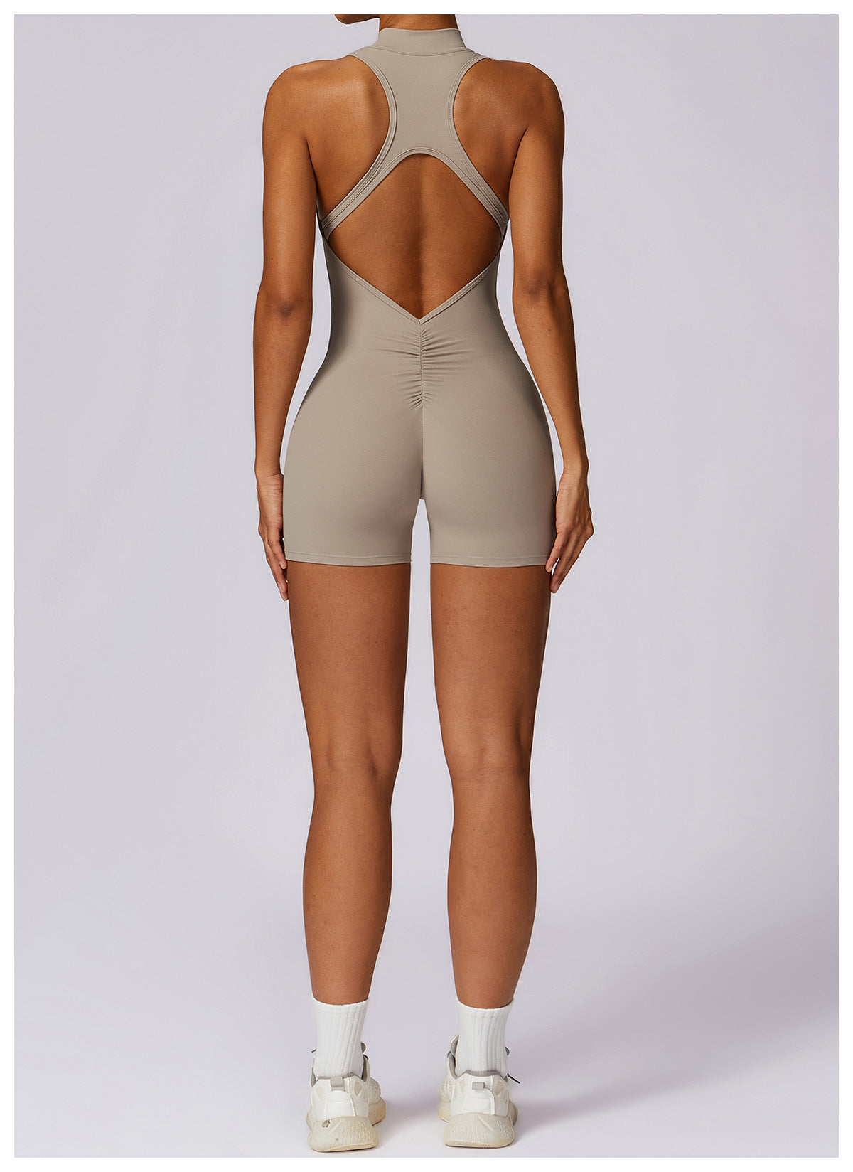 Fitness Yoga Jumpsuit With Zipper Summer Backless Shorts Jumpsuit Bodysuit For Women Clothing