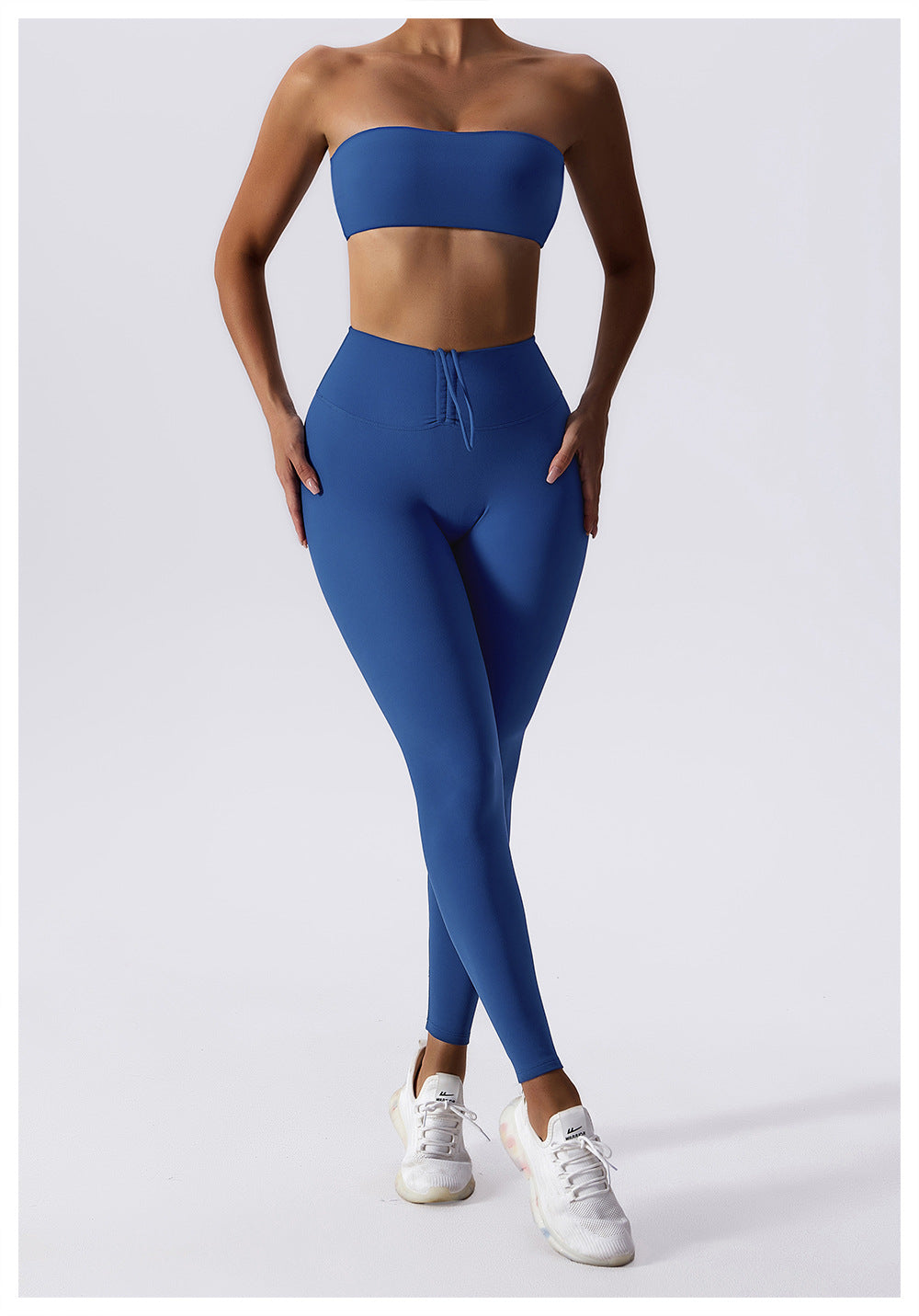 European And American Drawstring Belly Contracting Nude Feel High Waist Yoga Pants