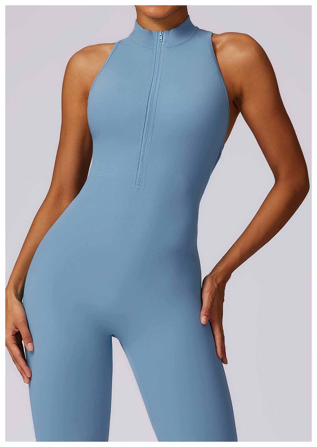 Quick-drying Zipper Yoga Jumpsuit Fitness Training Sports Tights
