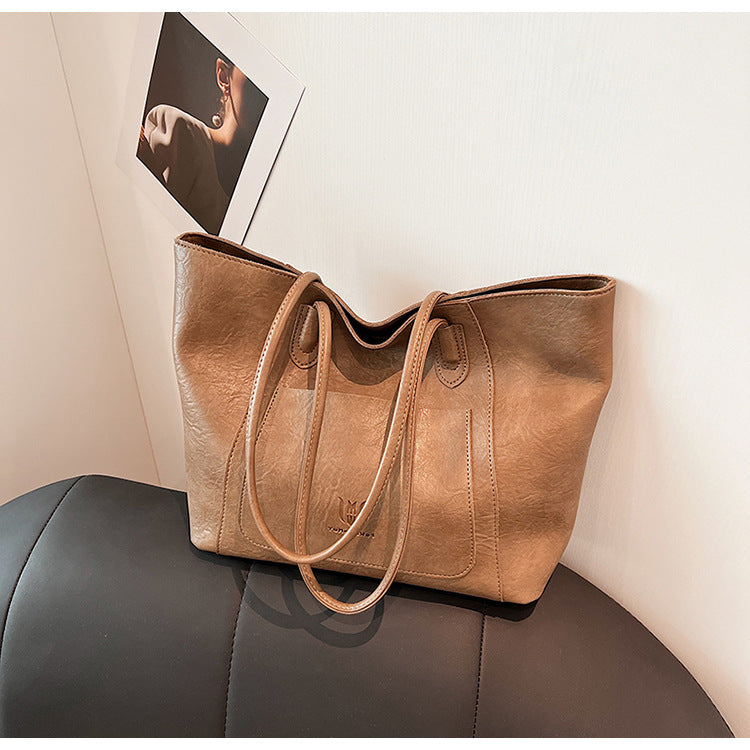 Casual Retro Shoulder Bag Texture Class Commuter Tote