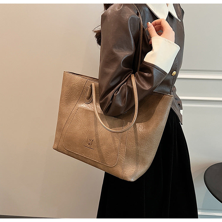 Casual Retro Shoulder Bag Texture Class Commuter Tote