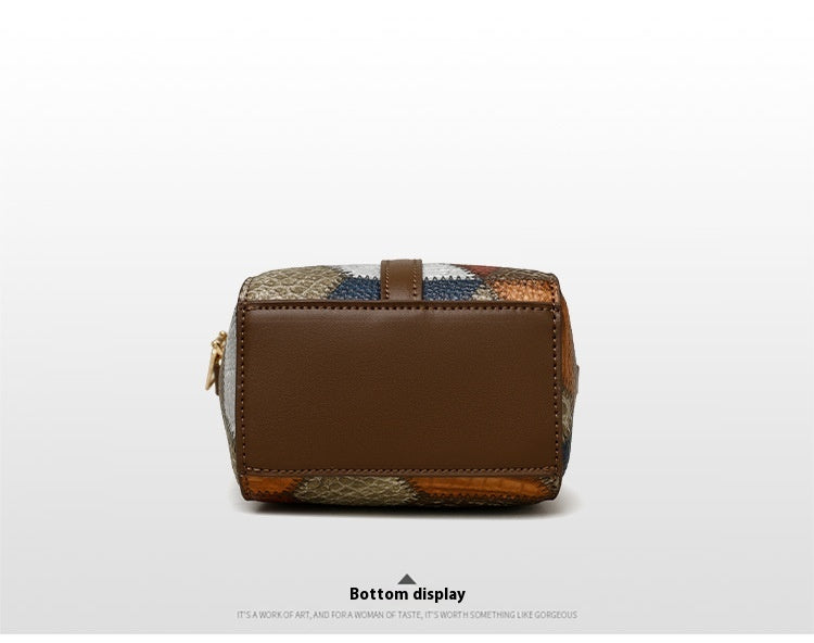 Fashion Soft Leather Stitching Shoulder Bag