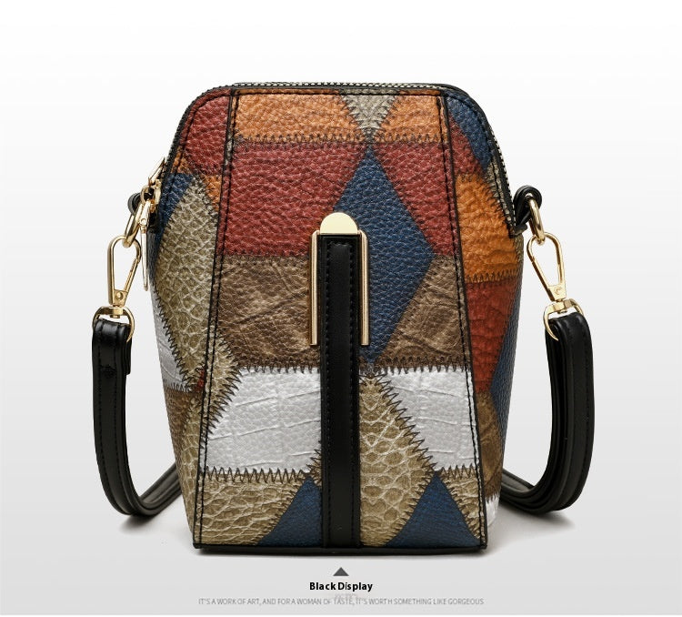 Fashion Soft Leather Stitching Shoulder Bag