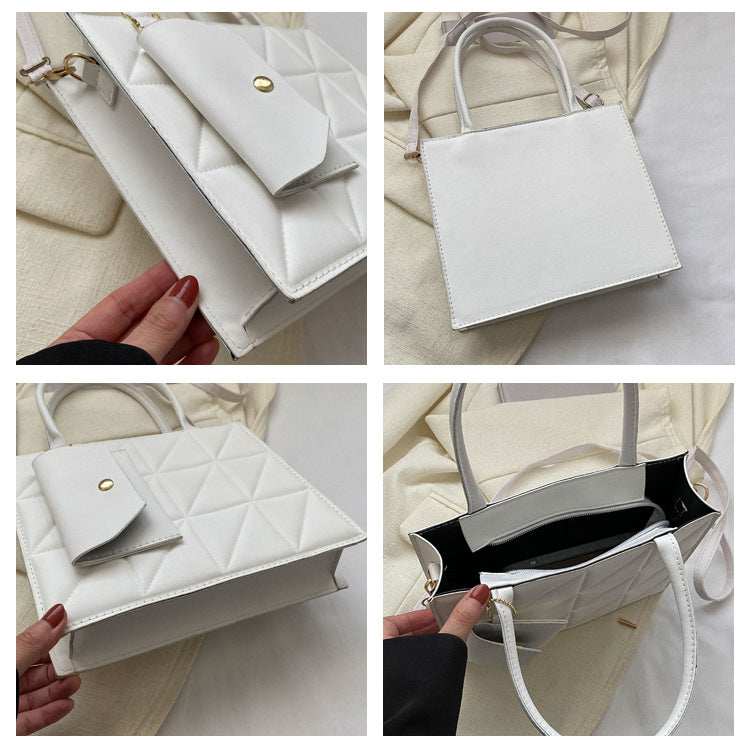 Fashion Plaid Shoulder With Small Wallet Simple Elegant Portable Square Tots Women's Handbag