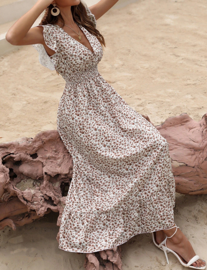 Womens New Irregularprint Midi Dress