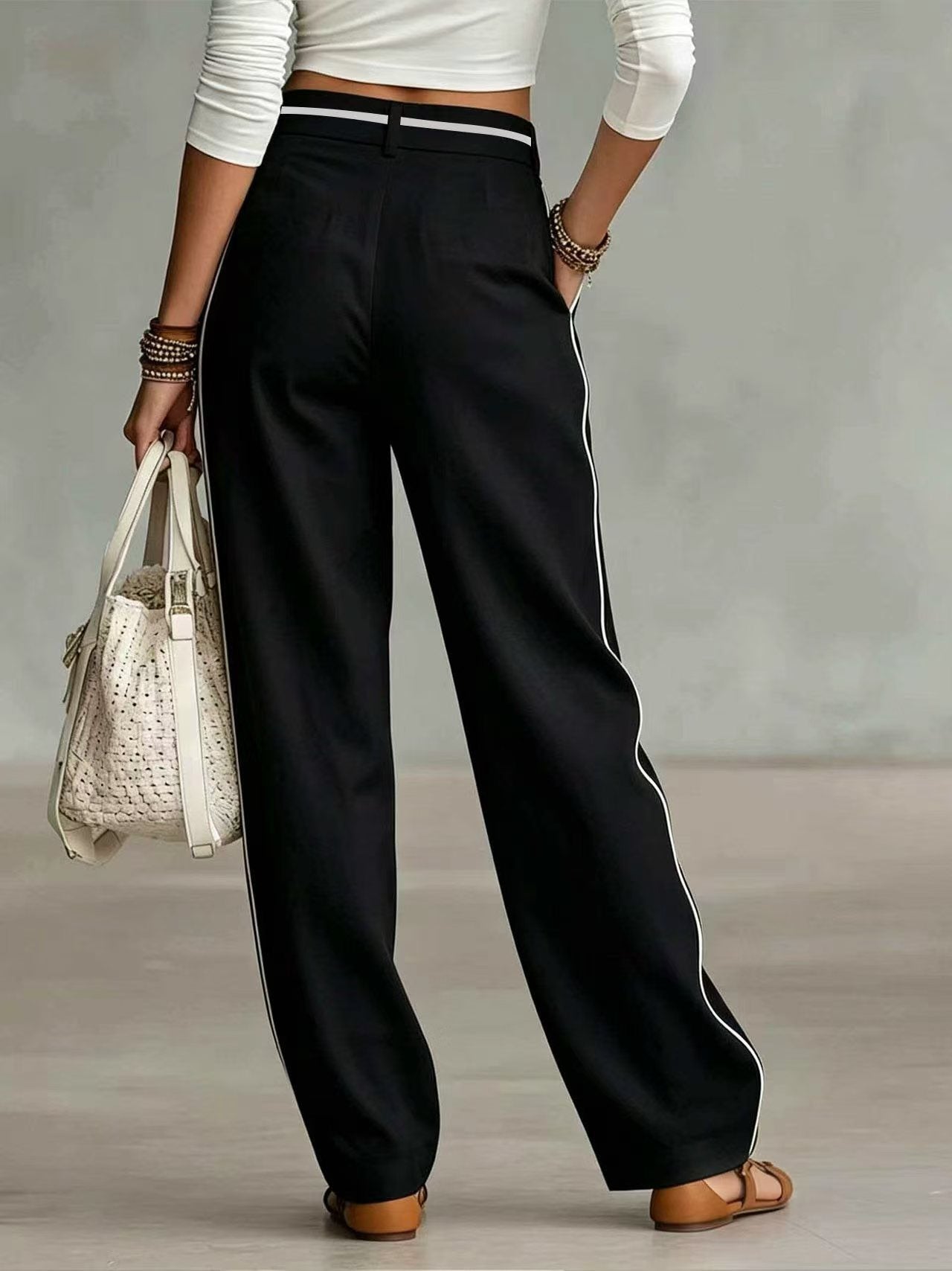 Womens Fashionable Casual Loose-fitting Versatile Trousers