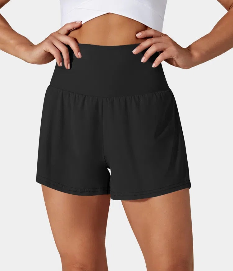 European And American Fitness Simple Casual Pants High Waist Pocket Anti-exposure Bottoming Yoga Shorts