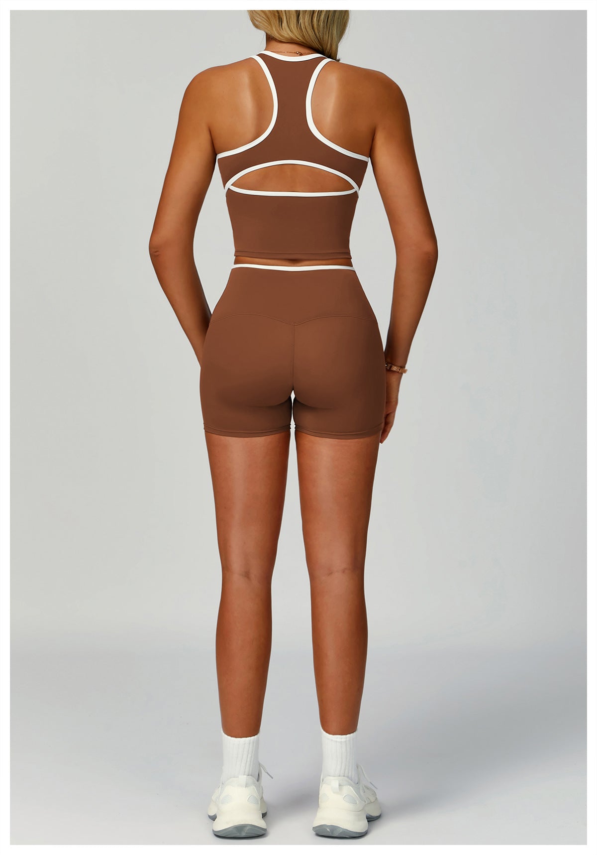 Contrastcolor Trimmed Women's TightfittingBackrevealing Yoga Wear Sports Outdoor Fitness Set
