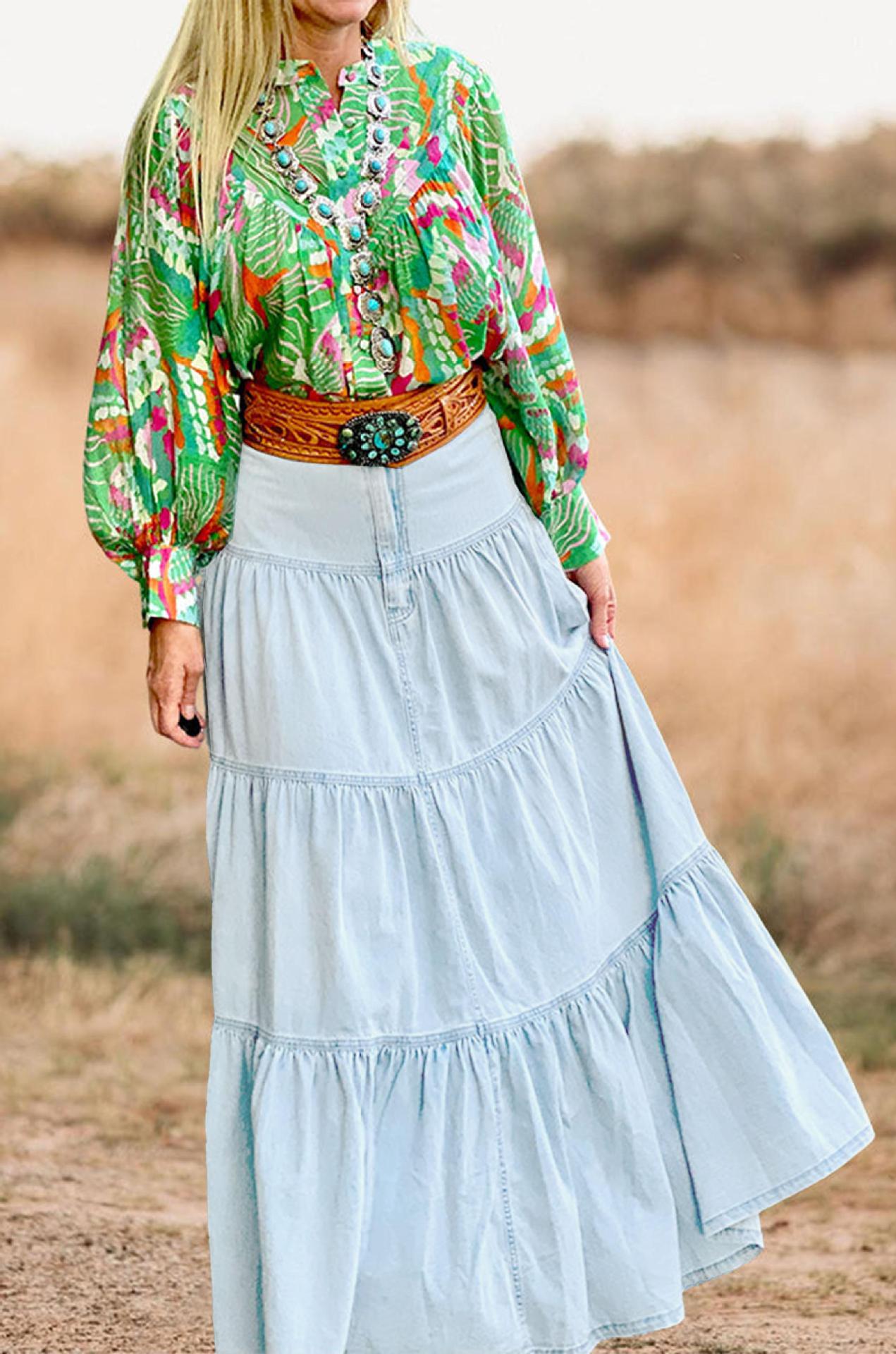 Low Waist Distressed Vacation Style Cake All-matching Jeans Skirt