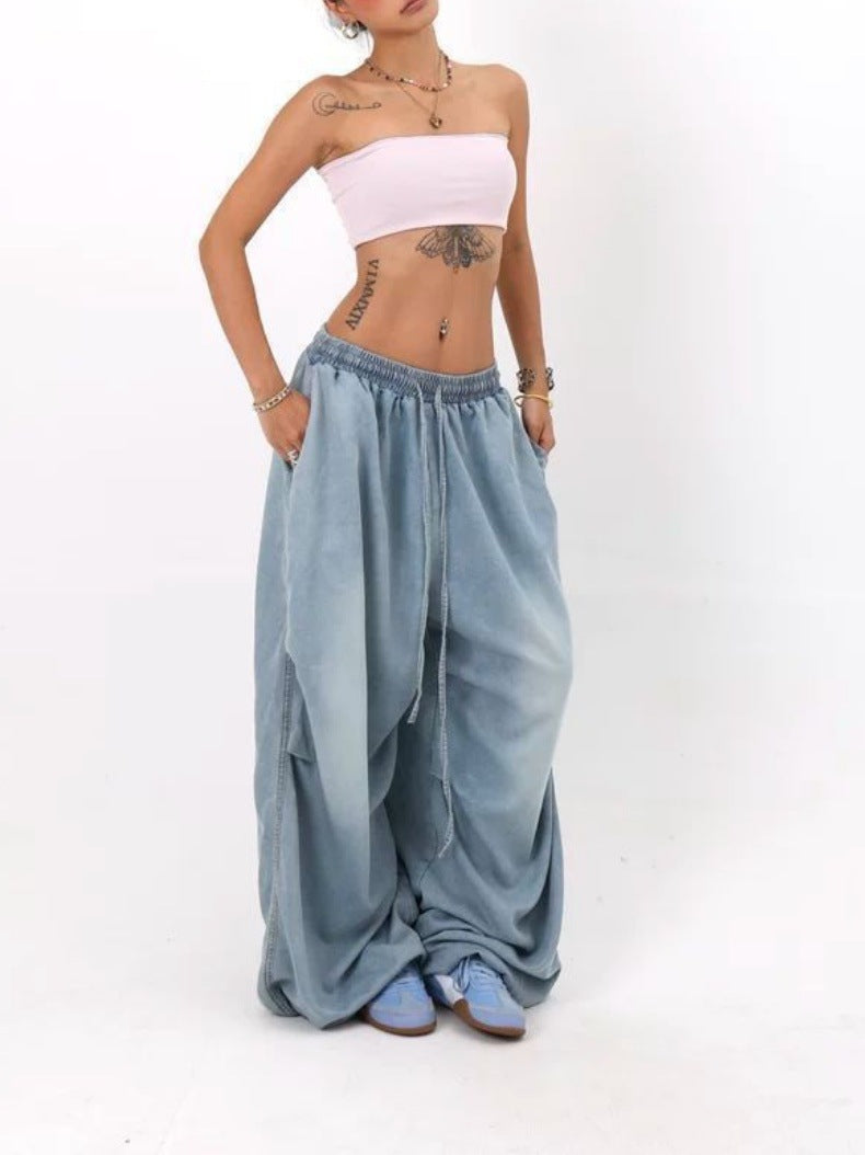 Retro High Street Wide Leg Loose Jeans