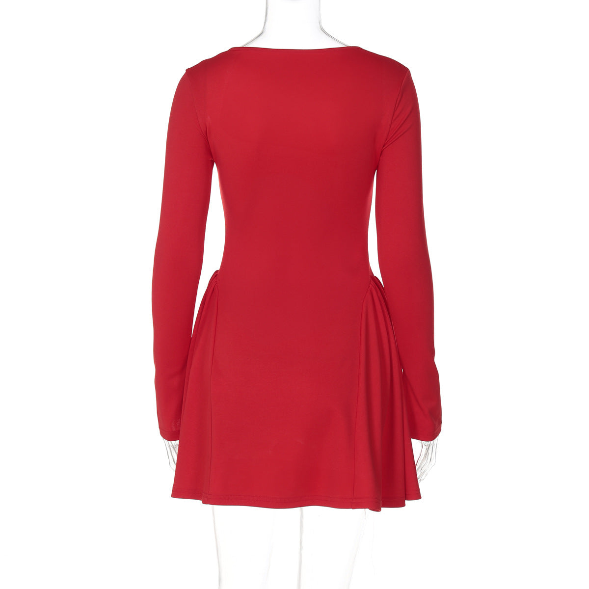 Commute Low-neck Long-sleeved Dress Y2K Fashion Slim A-line Short Dressed Party Evening Clothing For Women