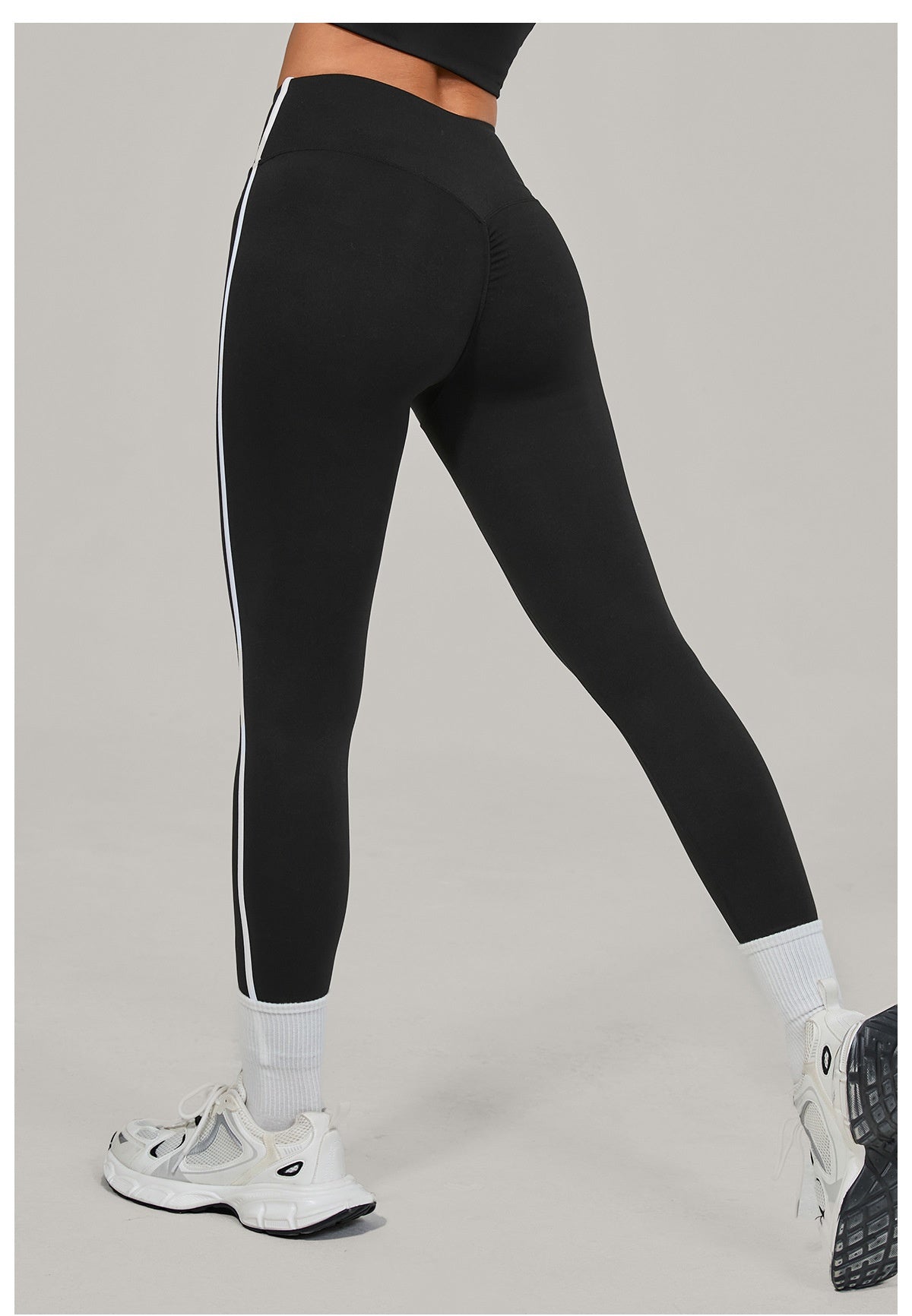European And American-style High-waisted Yoga Pants With Invisible Pleats