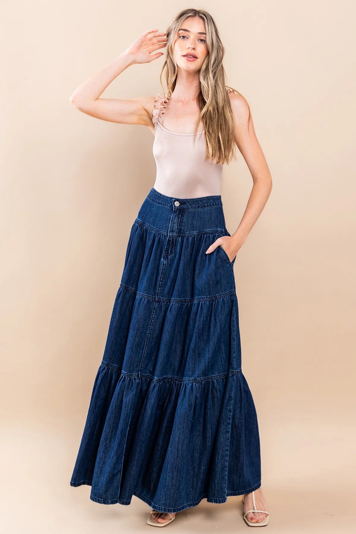 Low Waist Distressed Vacation Style Cake All-matching Jeans Skirt