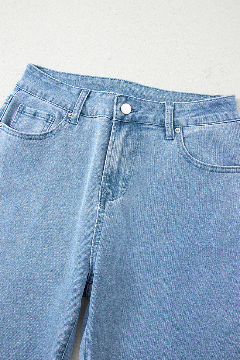 European And American Leisure Versatile High Waist Zipper Jeans