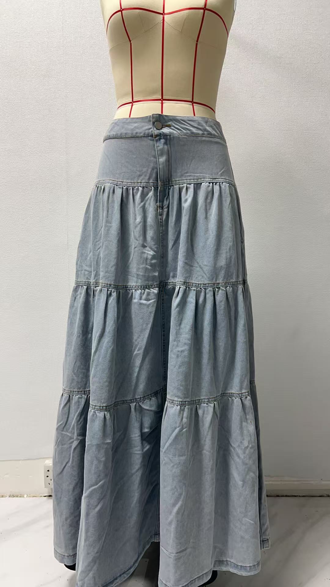Low Waist Distressed Vacation Style Cake All-matching Jeans Skirt