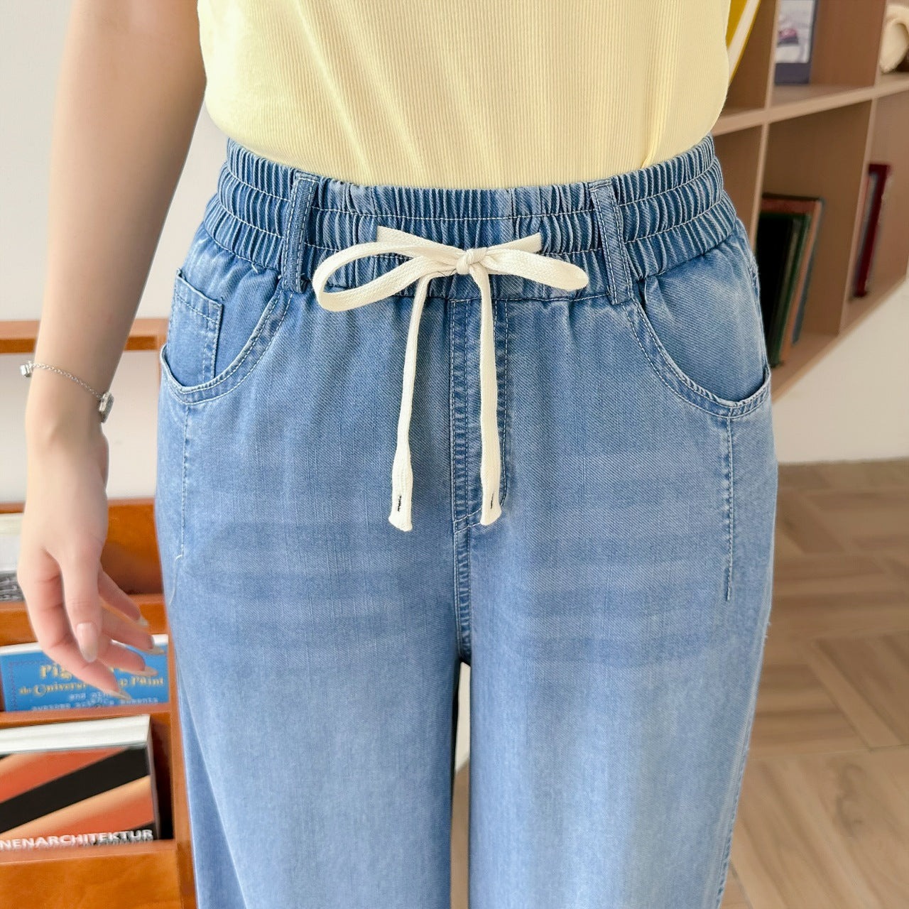 New Arrival Summer Thin Stretch Straight Elastic Denim Jeans In Lyocell Tencel