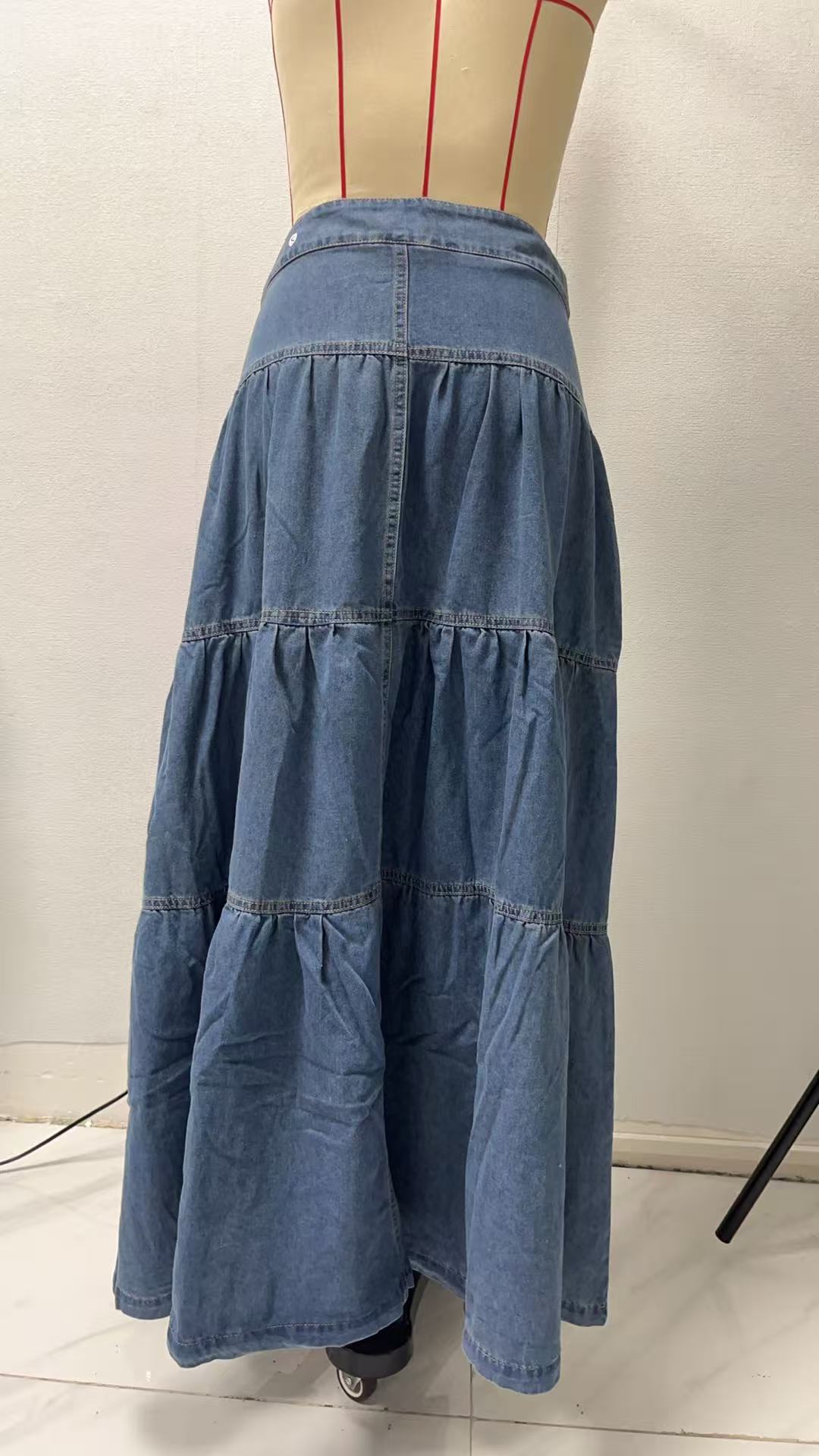 Low Waist Distressed Vacation Style Cake All-matching Jeans Skirt
