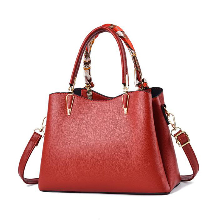 Women's Shoulder Bag With Leaf Pendant Fashion Silk Scarf Handbag