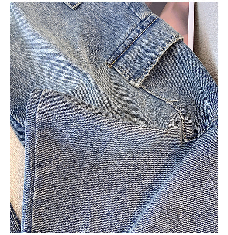 Plus-size Womens Workwear High-waist Straight-leg Denim Jeans