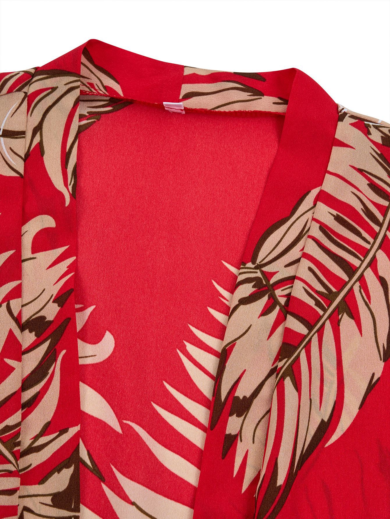 2pcs Casual Holiday Leaves Print Suit Summer Short Sleeve Shirt Top And Drawstring Shorts Sets For Womens Clothing