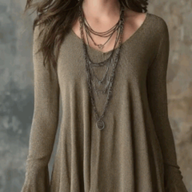 Womens Top With An Irregular Hem And Cuffs