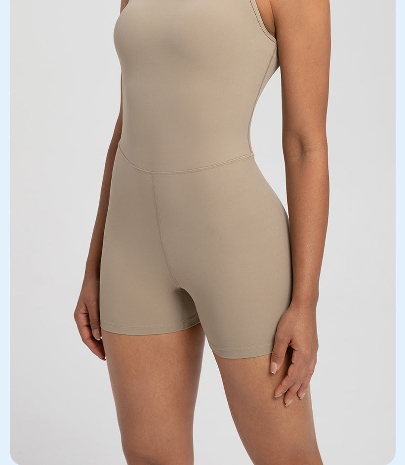 Women's Athletic Jumpsuit NlLlT Strap Nude-Look