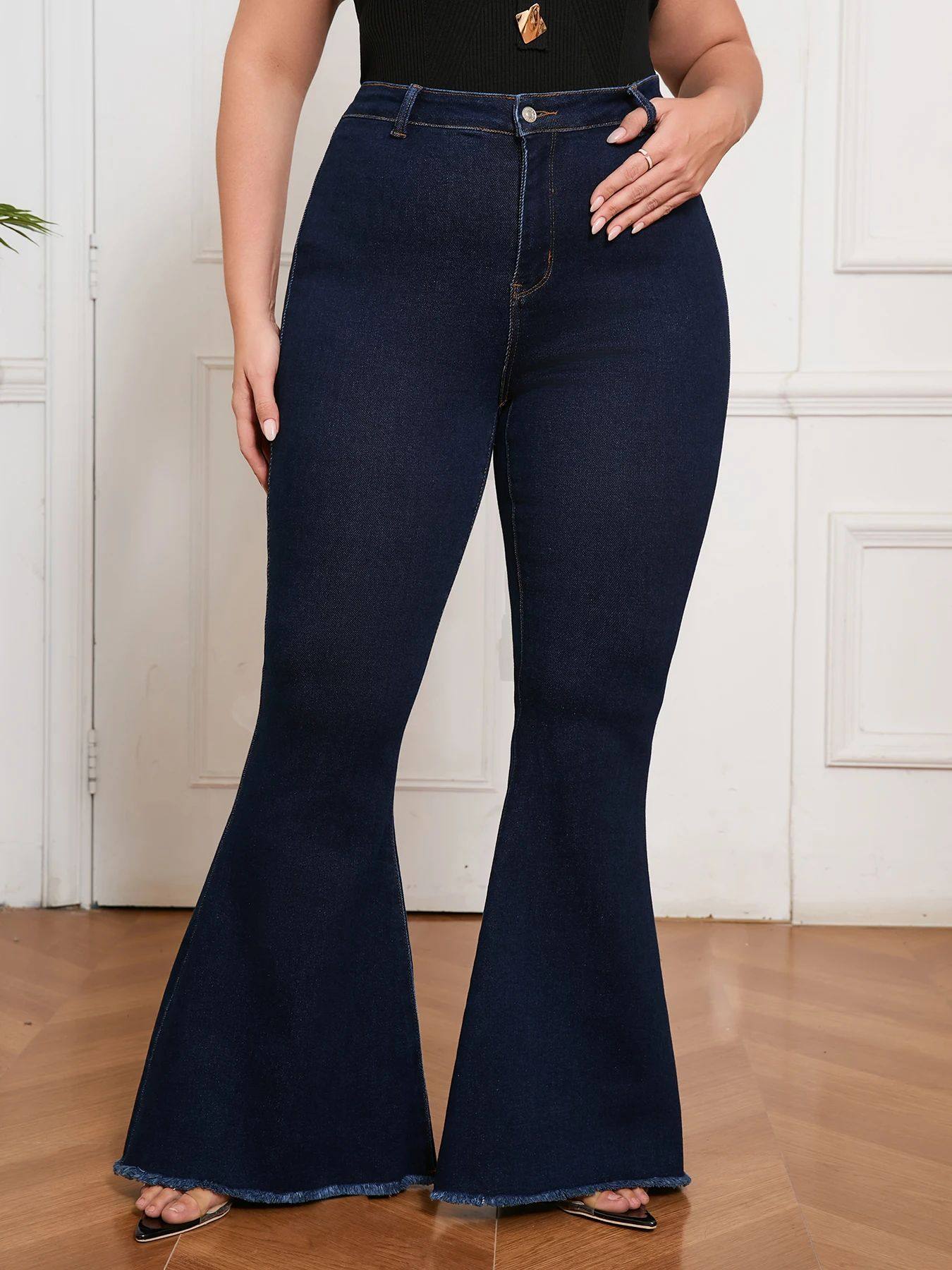 Curvy Fit High Waisted Flared Jeans For Women Plus Size Sret
