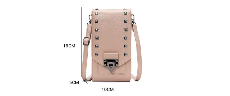 Rivet Design Shoulder Bags Mobile Phone Handbag Solid Color Crossbody Bags Women