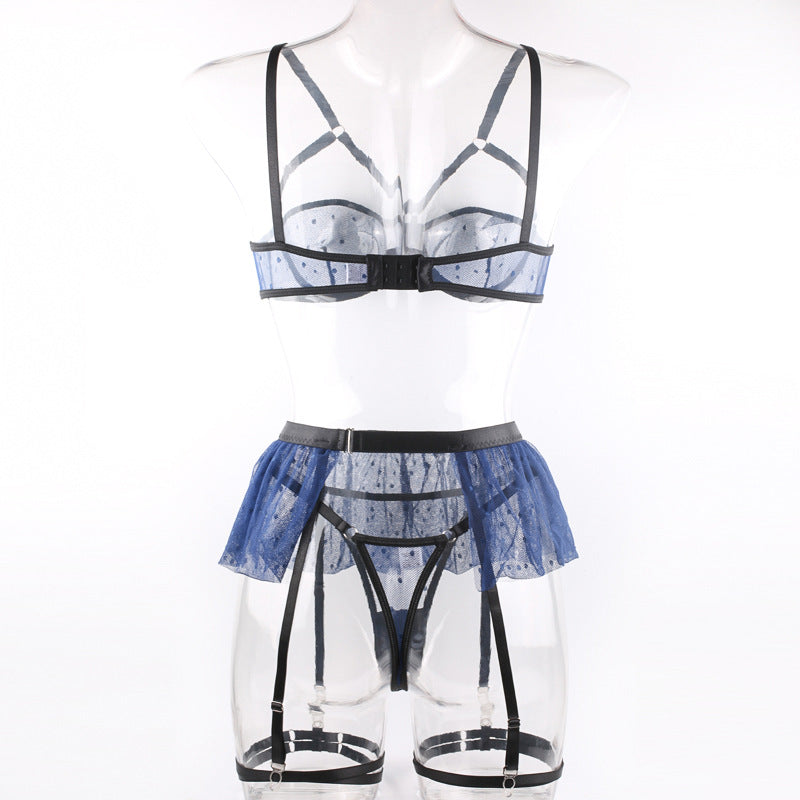 Summer New Arrival Polka-Dot Sheer Bra Sexy Womens Lingerie Set