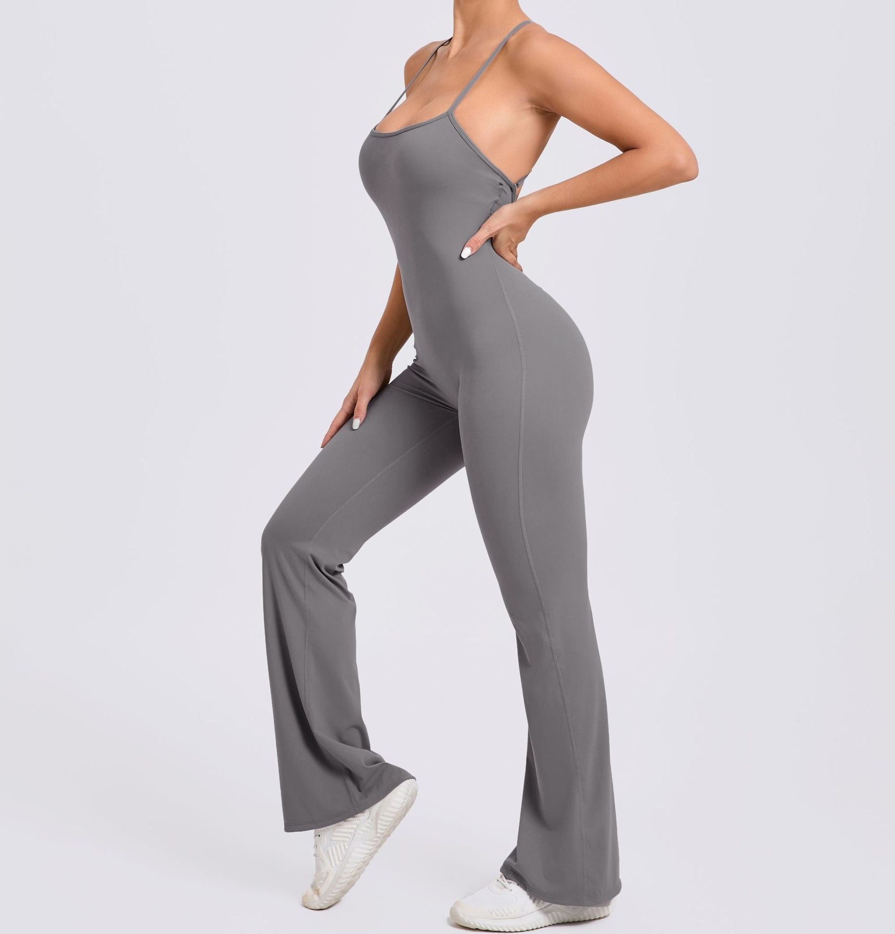 Adjustable Shoulder Strap Horn Yoga Jumpsuit