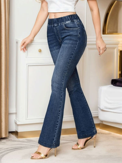 Women's High Stretch Jeans Slim Fit Hip Raise Bootcut Trousers