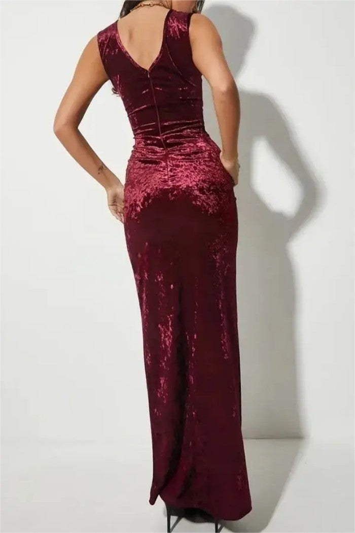 Womens Velvet Evening Gown Long Dress