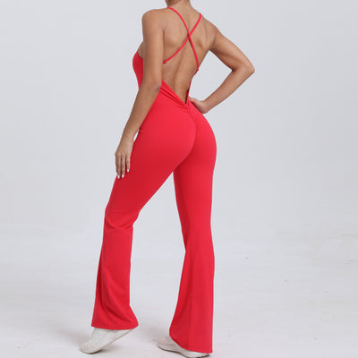 Adjustable Shoulder Strap Horn Yoga Jumpsuit