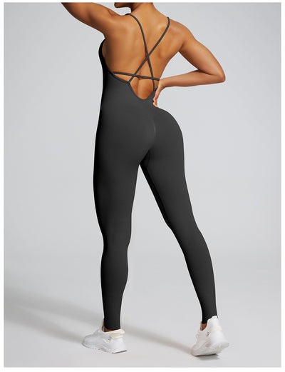 Seamless Back-Supporting Yoga Jumpsuit For Women With Straps