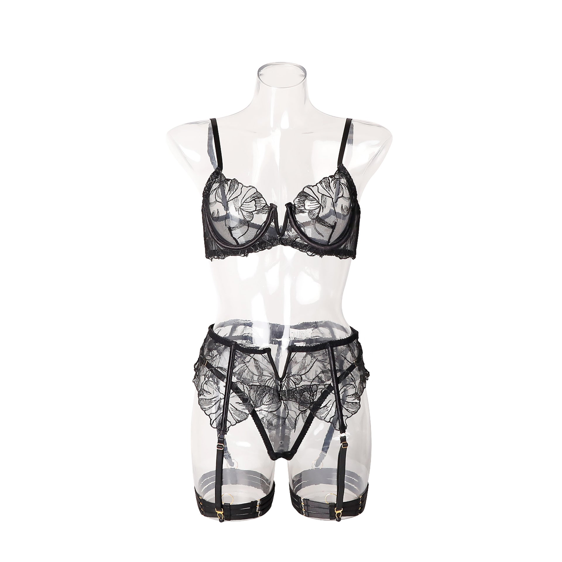 Embroidered Hollow-Out Bra Set Lingerie For Intimate Moments