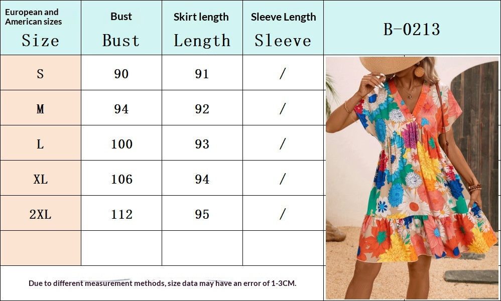 Summer New Floral-print Midi Dress Elegant One-piece Gown