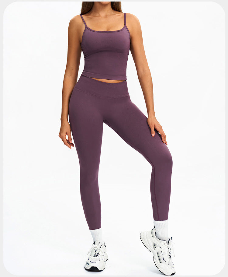 Women's Vest And Pants Color-blocking Yoga Set