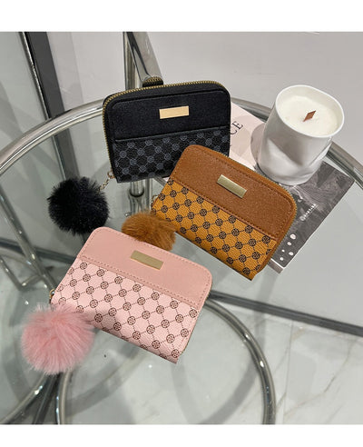 Women's Short Printing Color Contrast Korean Style Bag Wallet