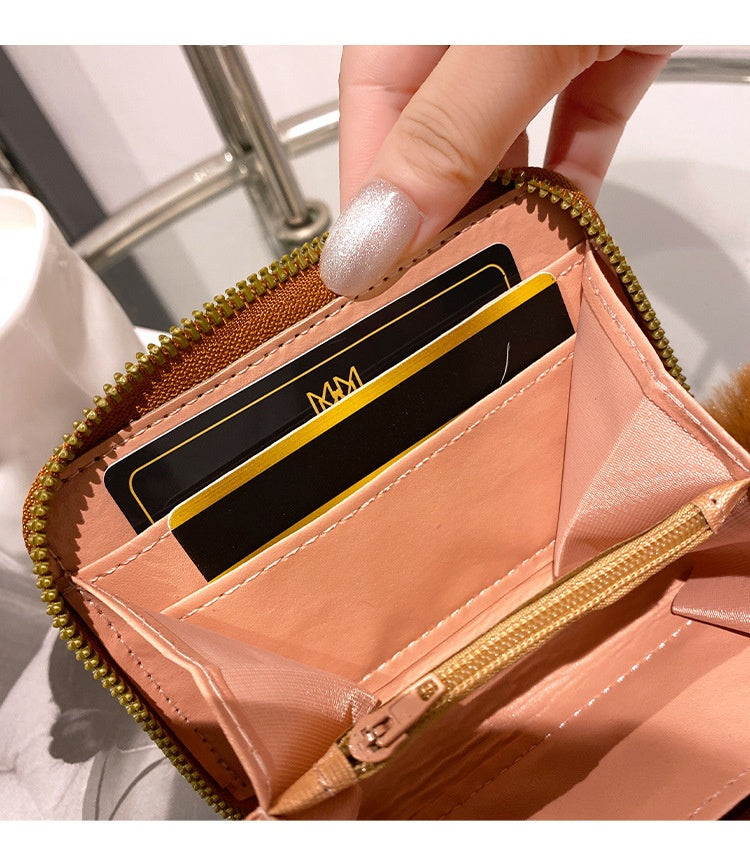Women's Short Printing Color Contrast Korean Style Bag Wallet