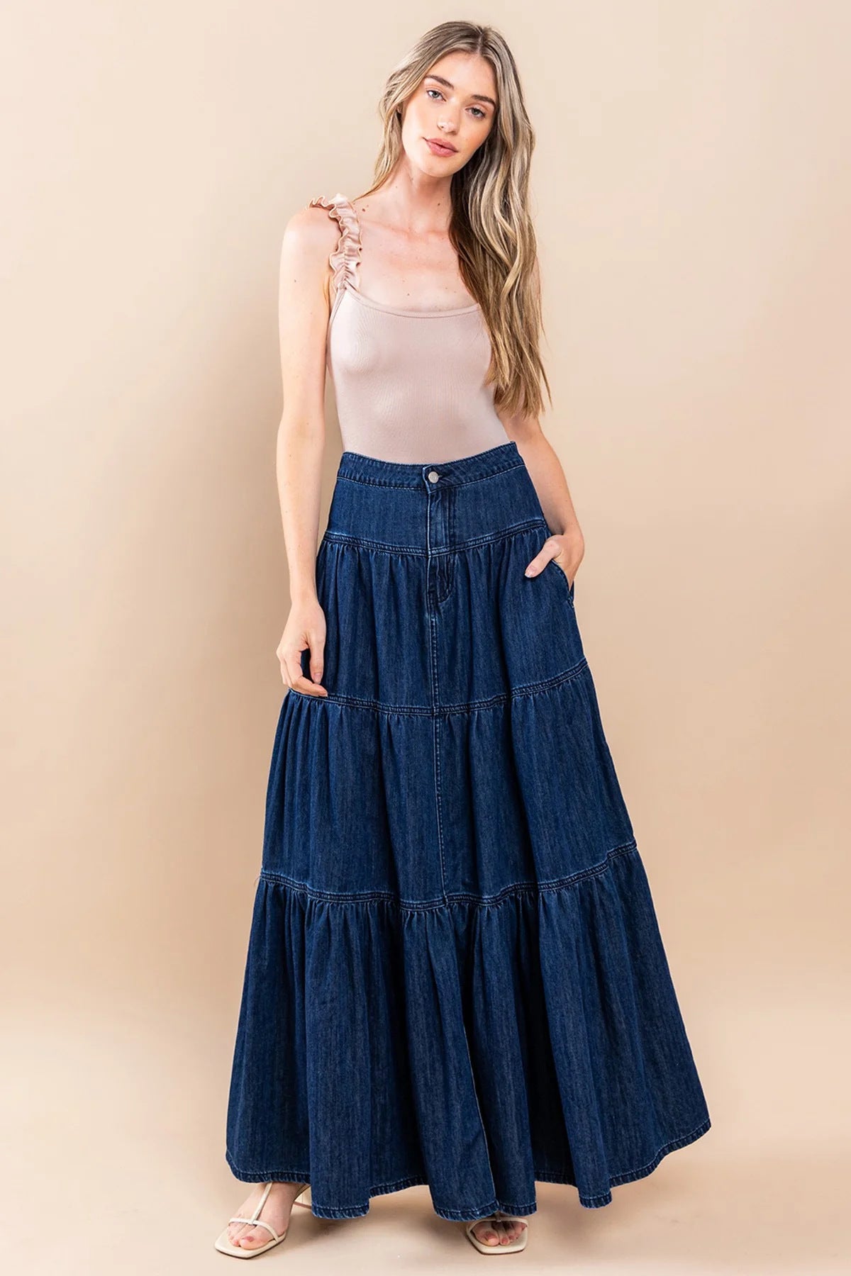 Low Waist Distressed Vacation Style Cake All-matching Jeans Skirt