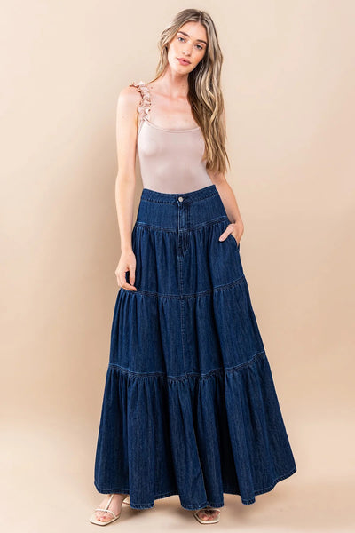 Low Waist Distressed Vacation Style Cake All-matching Jeans Skirt