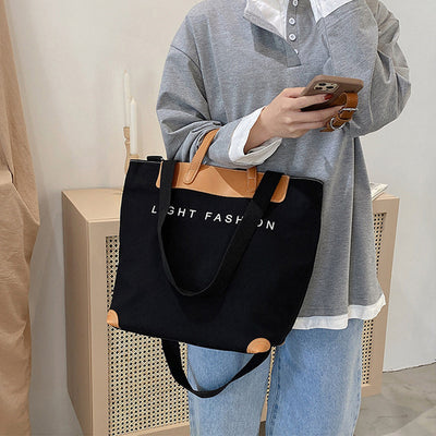 Canvas Shoulder Bag Women Ins Fashion Messenger Crossbody Bags Large Capacity Totes Handbag