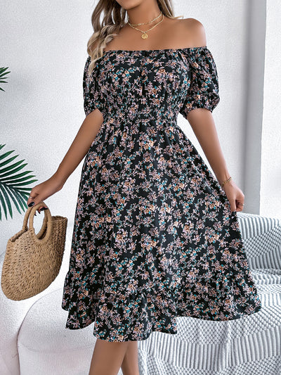 Floral Print Square Collar Dress Summer Fashion Ruffles Dresses Women's Clothing